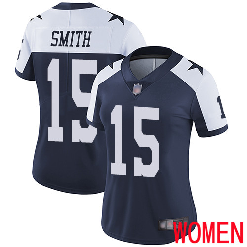 Women Dallas Cowboys Limited Navy Blue Devin Smith Alternate #15 Vapor Untouchable Throwback NFL Jersey->women nfl jersey->Women Jersey